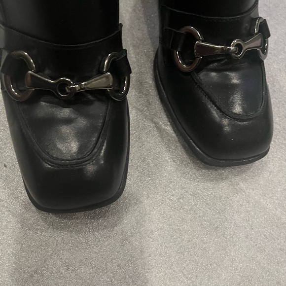 [38/US7]Lavorazion Artigiana Ateliers Black Ankle Block Heel Boots Y2K Buckle - Picture 8 of 10